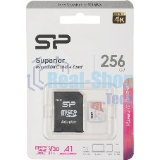 Флеш карта microSD 256Gb Silicon Power Superior A1 microSDXC Class 10 UHS-I U3 100/80 Mb/s (SD адаптер)