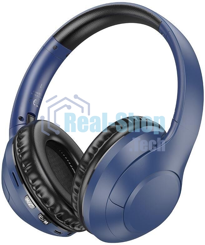Беспроводные/проводные наушники Borofone BO23 синий, накладные, Bluetooth + проводной, складная конструкция, до 20 ч