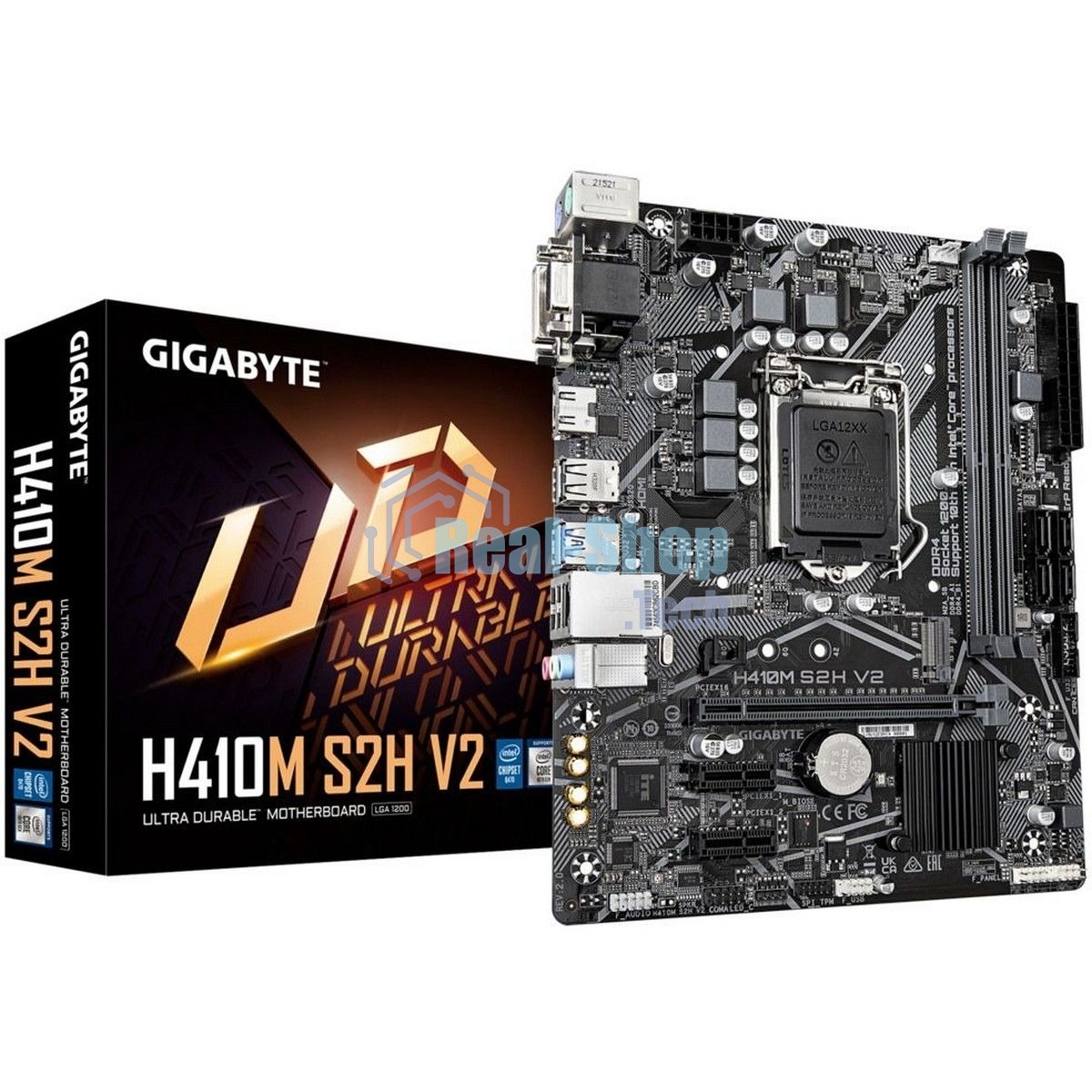 Материнская плата Gigabyte H410M S2H V2 2.1, LGA 1200, Intel Q470, 2xDDR4, 4xSATA, 1xM.2, 1xPCIe 3.0 x16, 2xPCIe x1, 1xHDMI, 1xDVI-D, 1xVGA, 1x 1Gb LAN, 2xUSB-A 3.2 Gen 1, 4xUSB-A 2.0, 3x3.5 мм, 7.1, mATX