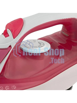 Утюг Scarlett SC-SI30K56 розовый, 2400; Световой индикатор работы: Да; Регулируемый пар до г/мин: 35; Паровой удар до г/мин: 140; Резервуар для воды, мл: 280; Функция разбрызгивания воды: Да; Терморегулятор: Да; Вертикальное отпаривание: Да; Регулировка степени отпаривания: Да; Покрытие подошвы: Керамическая подошва KeramoPro; Самоочистка: Да; Система защиты от накипи ANTI-CALC: Да; Функция автоотключения AUTO-SHUT OFF: Да; Размер утюга Ш*В*Г, мм: 289*120*140; Шарнирное крепление шнура: Да; Длина электрошнура, м: 1.8; Цвет шнура: В цвет корпуса;