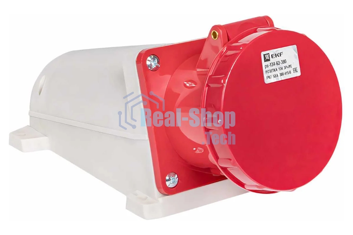 Розетка стационарная наружная EKF 134 ps-134-63-380 63А 380 В 3P+РЕ IP67