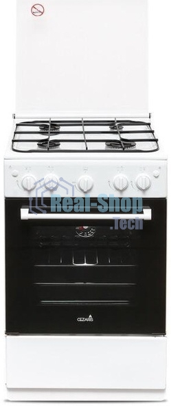 Плита газовая Cezaris ПГ 2150-08 белый, конфорок 4 шт, духовка 43 л, 51 см x 85 см x 55 см