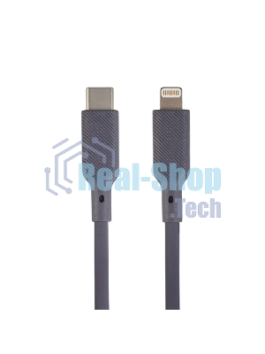 Кабель QUMO, MFI С94, Type-C на MFI Apple 8 pin, силиконовый, 1м, 2,22A, 9V, 20W, PD (серый)