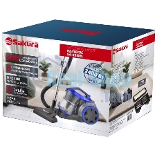 Пылесос Sakura SA-8315BL синий/черный, 450/2400 Вт, уборка сухая, пылесборник контейнер 2 л