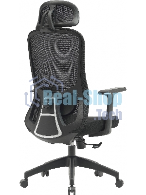 Кресло компьютерное Cactus CS-MC515-BK черный, сиденье черный, сетка/ткань, с подголов. крестов. пластик, пластик черный