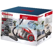 Пылесос Sakura SA-8315R красный/черный, 450/2400 Вт, уборка сухая, пылесборник контейнер 2 л