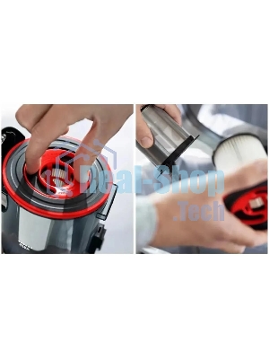 Пылесос вертикальный Bosch BCS711PET черный/красный, питание от аккумулятора, 18 Вт, уборка сухая, пылесборник контейнер 0.3 л
