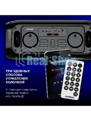 Колонка портативная Hyundai H-PS1030 черный/черный 40 Вт 2.0 BT 10м 3600mAh