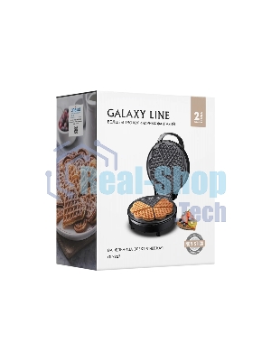 Вафельница Galaxy Line GL 2987, черный с серебристым, с несъемными пластинами, 1200 Вт