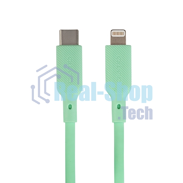 Кабель QUMO, MFI С94, Type-C на MFI Apple 8 pin, силиконовый, 1м, 2,22A, 9V, 20W, PD (зеленый)