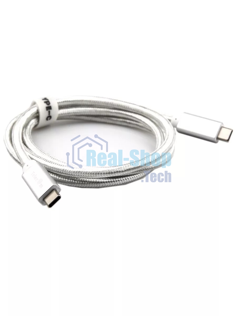 Кабель USB 3.1 Type Cm -- Cm IC 5А 10Gbs длина 1M, Telecom TC420S серебряный
