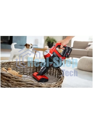 Пылесос вертикальный Bosch BCS711PET черный/красный, питание от аккумулятора, 18 Вт, уборка сухая, пылесборник контейнер 0.3 л