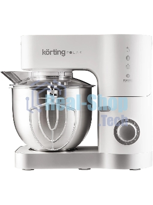 Кухонная машина Korting KKM 0105 Polar мощность 1200 Вт, 7 насадок (планетарный миксер с 3-мя насадками, мясорубка, насадка для колбас, насадка для кеббе, насадка-блендер), объем чаши 5.5 л, 8 скоростей, импульсный режим, механическое управление, белый