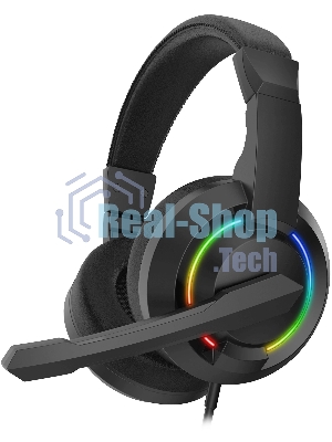 Гарнитура Oklick HS-L315G чёрный, проводная, 3.5 мм, подсветка