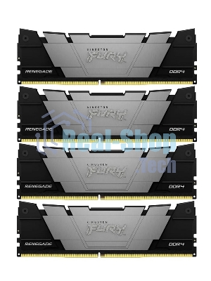 Оперативная память Kingston Fury Renegade, DDR4, 64GB (4x16GB), 3200MHz, CL16, DIMM, радиатор, черный