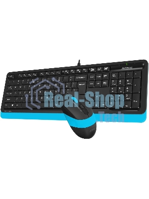 Комплект клавиатура+мышь A4Tech FStyler F1010 проводной, USB, 1600 DPI, чёрный/синий