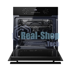 Духовой шкаф Kuppersberg HO 608 BB Glass, High-Tech, 78 л, цвет черный, цвет фурнитуры черный, поворотное управление, дисплей, таймер, 8 режимов, макс. температура 310 градусов, телескопические направляющие (на 1 уровень)