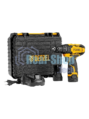 Дрель-шуруповерт Denzel CDQ-12, 12 В, 1,5 Ач, 30 Нм, щеточный