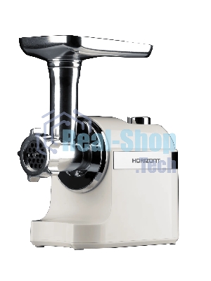 Мясорубка электрическая Horizont HMG02A-1800 белый, 1800 Вт, 1.6 кг/мин, реверс, защита от перегрузки, металлический лоток, насадки - 2