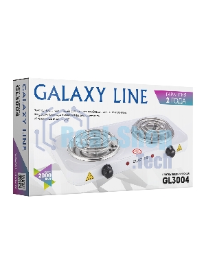 Плита настольная электрическая Galaxy Line GL 3004 белый, 2 кВт, ТЭН, конфорки - 2, эмаль, поворотные переключатели