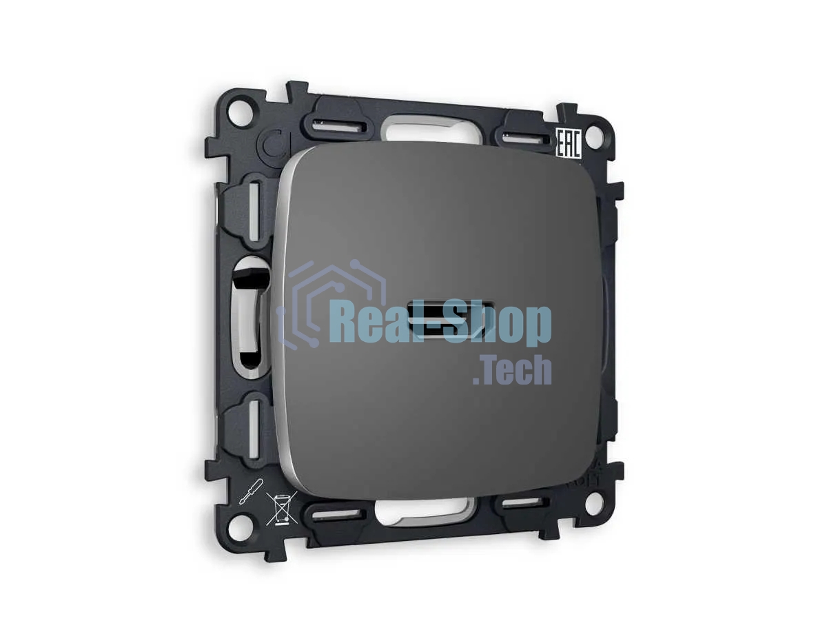 Комплект механизма розетки HDMI 2.0 OMEGA Антрацит серый 40V/500mA 2.0GHz 5-18Gbit/s QUANT (OP6640, VM222) MO664010