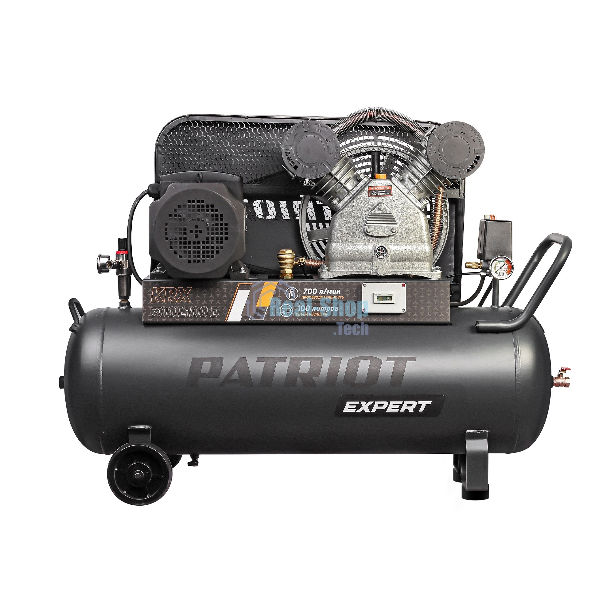 Компрессор поршневой Patriot KRX 700 L100 D ременной, масляный, 700 л/мин, 100 л, 10 бар, 4 кВт, 400 В