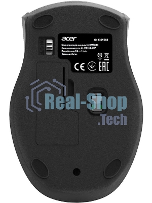 Мышь беспроводная Acer OMR030 черный, 1600 dpi, радиоканал, USB, кнопки - 4