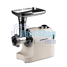 Мясорубка электрическая Horizont HMG02A-1800 белый, 1800 Вт, 1.6 кг/мин, реверс, защита от перегрузки, металлический лоток, насадки - 2
