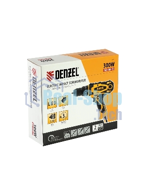 Дрель-шуруповерт Denzel ISD-300-13, 300 Вт, 40 Нм, щеточный, ударный