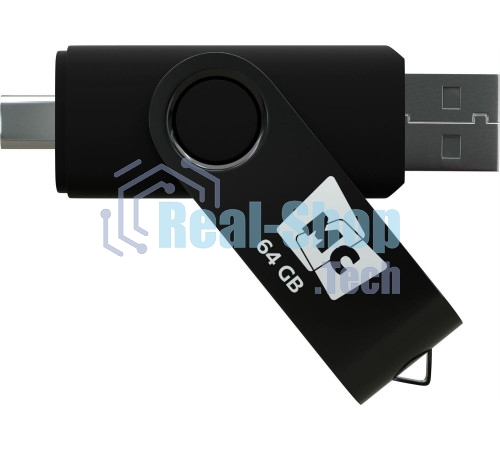Флешка USB MORE CHOICE МФ64а Black (4620202559081), 64GB, USB 2.0/Type-C, R/W 15/5, черный