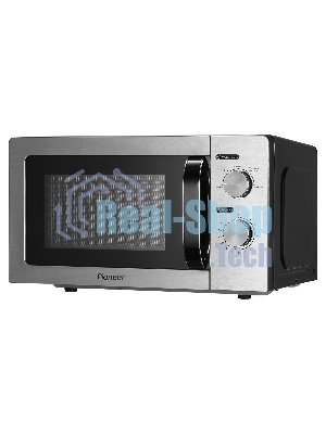 Микроволновая печь Pioneer MW212M серебристый/черный, 20 л, 700 Вт, переключатели - поворотный механизм
