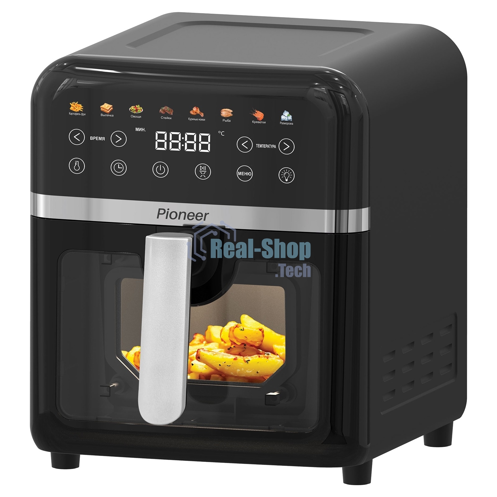 Аэрогриль Pioneer SM520D черный, 1850 Вт, 8 л, сенсор, 8 программ