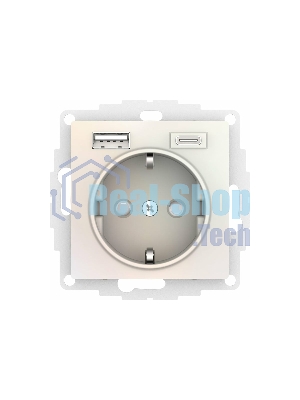 Розетка 16А с USB A+C (5В/2,4А/3 А, 2х5В/1,5А), мех SE AtlasDesign жемчуг