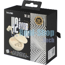 Наушники TWS Tecno True 1 (TU01) белый (кремовый), внутриканальные, Bluetooth, адаптивное шумоподавление, до 6 ч