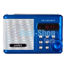 Радиоприемник Perfeo мини-аудио Sound Ranger, FM MP3 USB microSD In/Out ридер, BL-5C 1000mAh, синий (PF-SV922BLU)