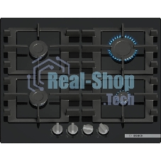 Поверхность газовая Bosch PNP6B6K40 Газ, 4.5х59x52 см, закаленное стекло, 4 конфорки, газ-контроль, автоподжиг, черный