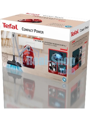 Пылесос Tefal TW3953EA красный/серебристый, 750 Вт, уборка сухая, пылесборник мешок 3 л