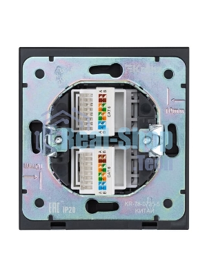 Розетка Kranz STRONG компьютерная двойная RJ45+RJ45 кат6 с/у антрацит