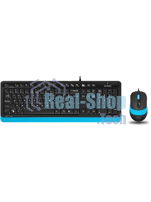 Комплект клавиатура+мышь A4Tech FStyler F1010 проводной, USB, 1600 DPI, чёрный/синий