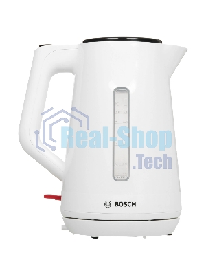 Электрочайник Bosch TWK1M121 белый, 1.7 л, 2400 Вт, скрытый нагревательный элемент