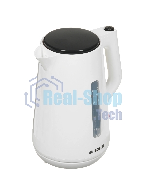 Электрочайник Bosch TWK1M121 белый, 1.7 л, 2400 Вт, скрытый нагревательный элемент