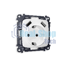 Комплект механизма электрической розетки OMEGA Белый матовый 2USB A+A 18W (быстрая зарядка) с/з QUANT (OP1290, VM155) MO129010