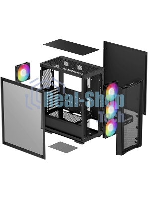 Компьютерный корпус Deepcool CC560 MESH V2 черный без БП ATX 4x120мм 5x140мм 2xUSB 3.0 audio bott PSU