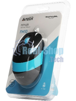 Мышь проводная A4Tech Fstyler FM10 черный/синий, 1600 dpi, USB, кнопки - 4