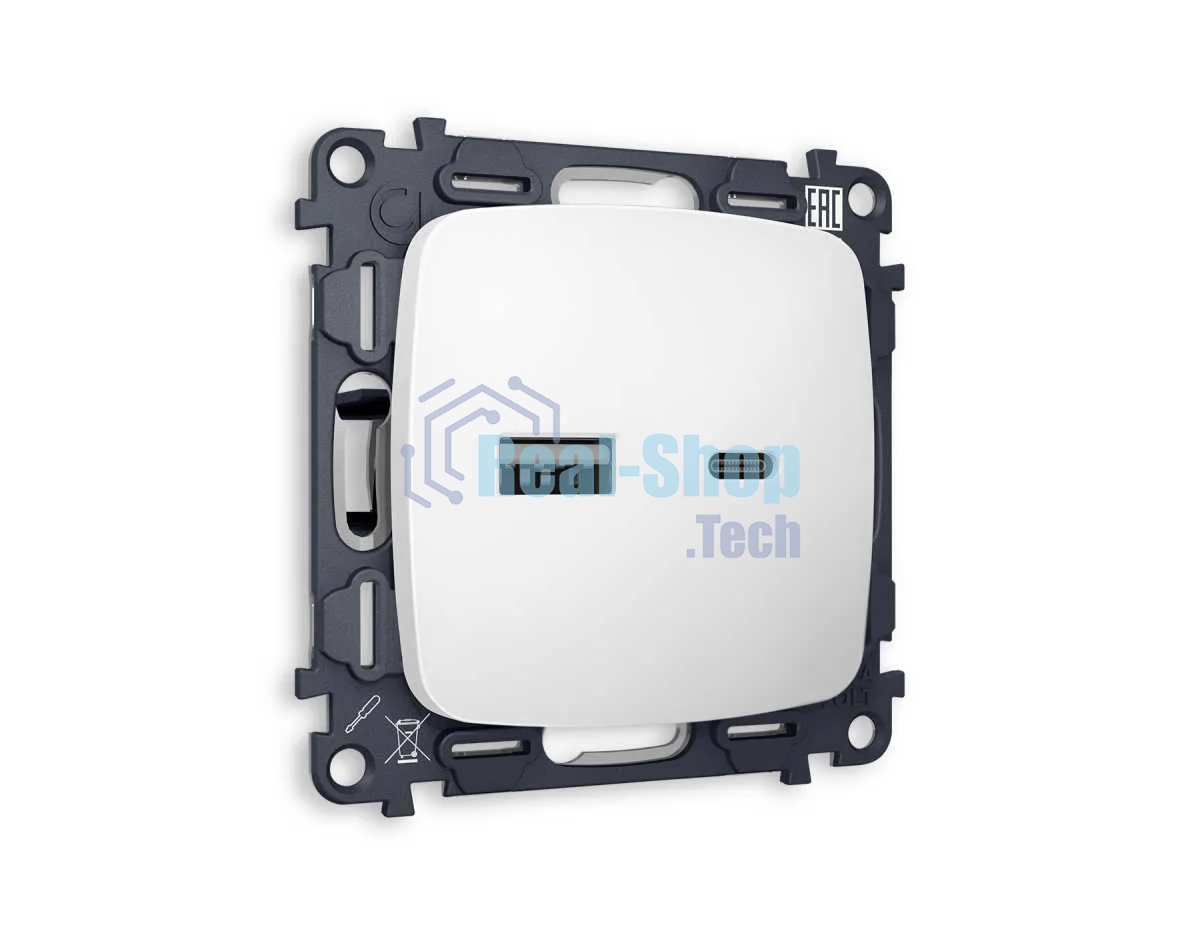 Комплект механизма розетки OMEGA Белый матовый 2USB A+C 20W (быстрая зарядка) QUANT (OP1310, VM177) MO131010