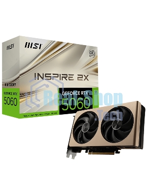 Видеокарта MSI RTX 5060 8G INSPIRE 2X OC, NVIDIA GeForce RTX 5060, 8 ГБ GDDR7, 128 бит, PCI-e 5.0, 1xHDMI, 3xDP