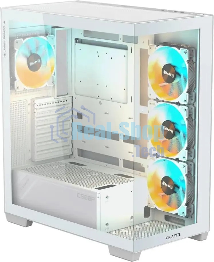 Компьютерный корпус Gigabyte GB-C500PI ST белый без БП ATX 3x120мм 6x140мм 2xUSB 3.0 1xUSB3.1 audio bott PSU