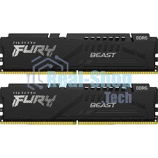 Оперативная память Kingston Fury Beast, DDR5, 32Gb (2x16Gb), 6400MHz, CL32, DIMM, с радиатором, черный