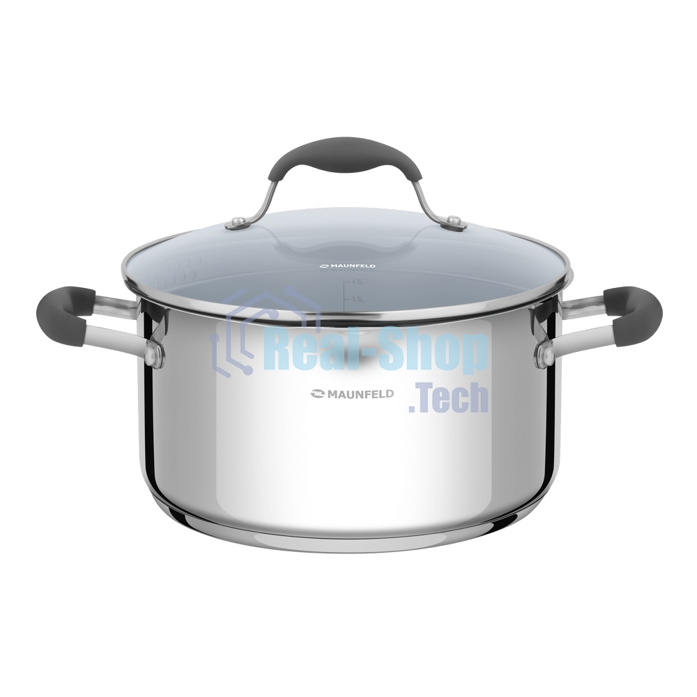 Кастрюля Maunfeld LAURA MCS40S08GR из нержавеющей стали со стеклянной крышкой, 22 см, 4 л.