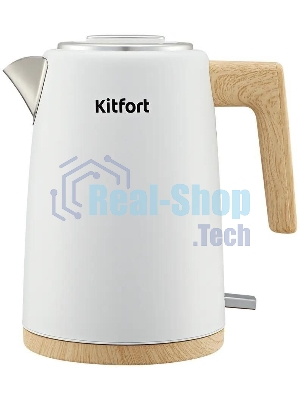 Чайник электрический Kitfort КТ-6794 1.7л. 2200Вт белый/дерево корпус: нерж.сталь/пластик